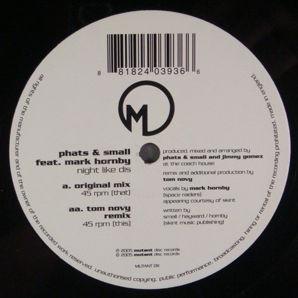 Phats & Small : Night Like Dis (12")