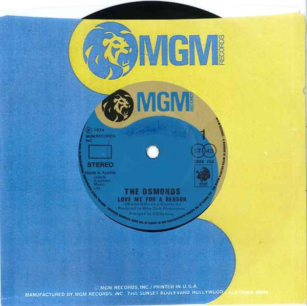 The Osmonds : Love Me For A Reason (7", Single)