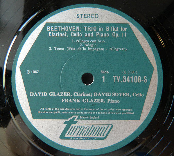 Johannes Brahms / Ludwig Van Beethoven : Trio In A Minor For Clarinet, Cello & Piano, Op. 114 / Trio In B Flat Major For Clarinet, Cello & Piano, Op. 11 (LP, Album)