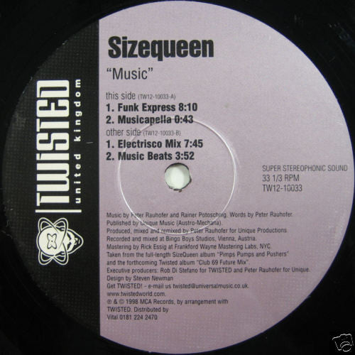 Size Queen : Music (12", Single)