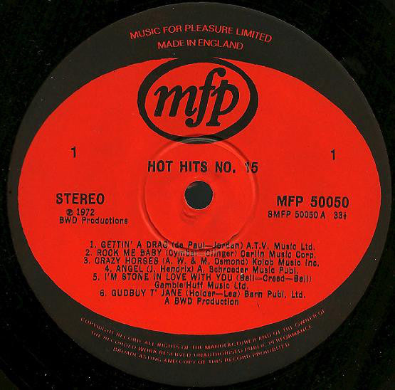 Unknown Artist : Hot Hits 15 (LP)