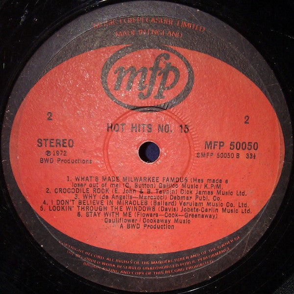 Unknown Artist : Hot Hits 15 (LP)