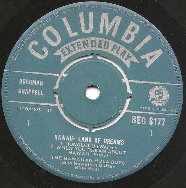 The Hawaiian Hula Boys : Hawaii Land Of Dreams (7", EP, Mono)