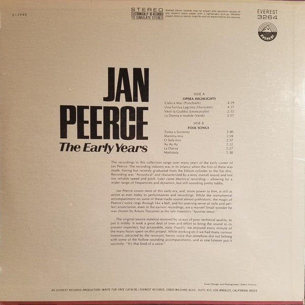 Jan Peerce : The Early Years (LP, Comp)