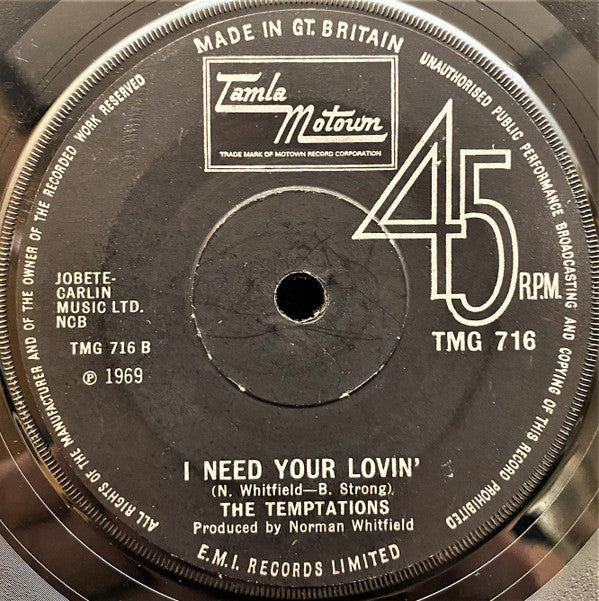 The Temptations : Run Away Child, Running Wild (7", Single, Sol)