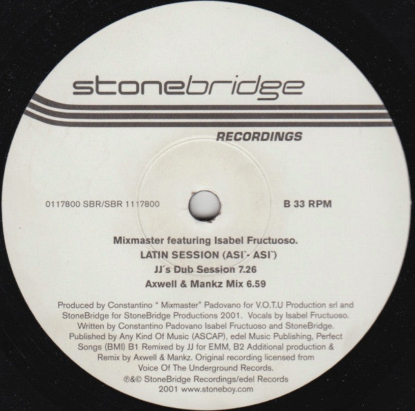 Costantino "Mixmaster" Padovano Featuring Isabel Fructuoso : Latin Session (Así Así) (12", Promo)