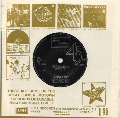 The Temptations : Ain't Too Proud To Beg / Fading Away (7", Single, Mono, Sol)