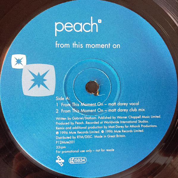Peach : From This Moment On (12", Promo)