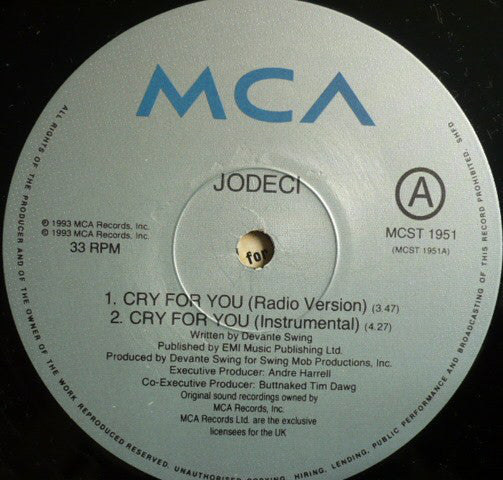 Jodeci : Cry For You (12", Maxi)