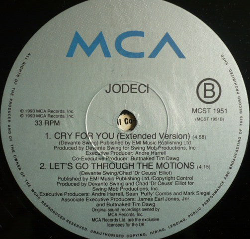 Jodeci : Cry For You (12", Maxi)