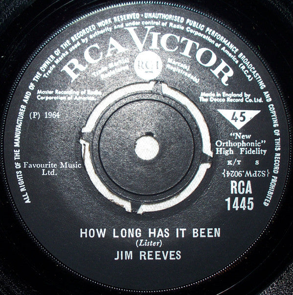 Jim Reeves : How Long Has It Been (7")