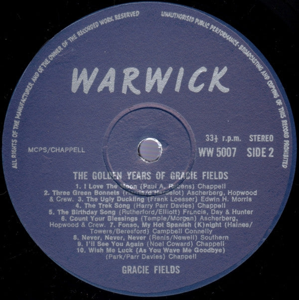 Gracie Fields : The Golden Years Of Gracie Fields (LP, Album)