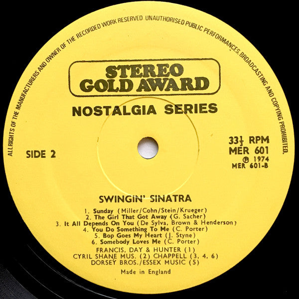 Frank Sinatra : Swingin' Sinatra (LP, Comp, Mono)