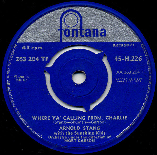 Arnold Stang With The Sunshine Kids Orchestra : Where Ya' Calling From Charlie (7", Single)