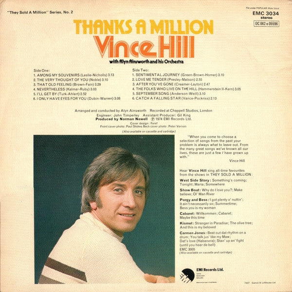 Vince Hill With The Alyn Ainsworth Orchestra : Thanks A Million (LP, Album)