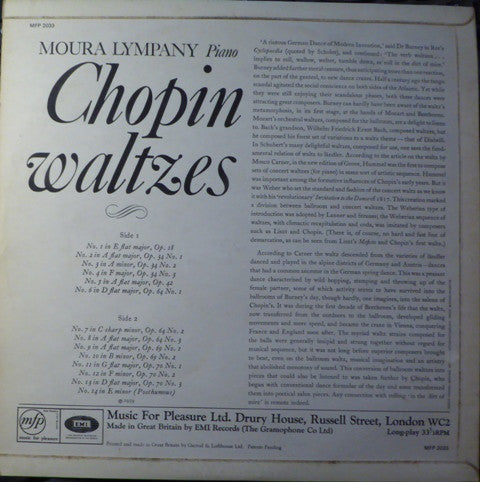 Dame Moura Lympany : Waltzes (LP, Mono)