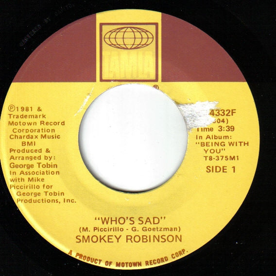 Smokey Robinson : Who's Sad (7", Single)