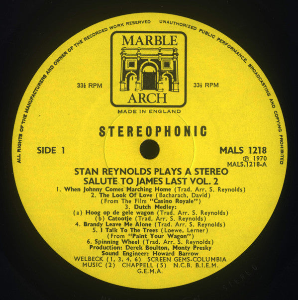 Stan Reynolds : Stan Reynolds Plays A Stereo Salute To James Last - Vol.2 (LP, Album)