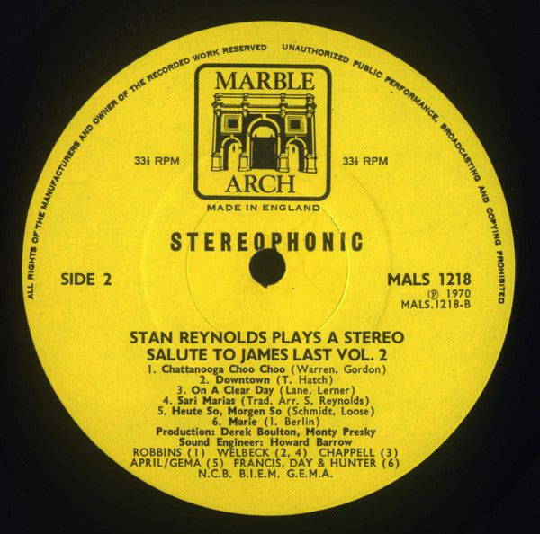 Stan Reynolds : Stan Reynolds Plays A Stereo Salute To James Last - Vol.2 (LP, Album)