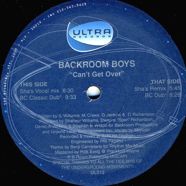 Backroom Boys : Can't Get Over (12")