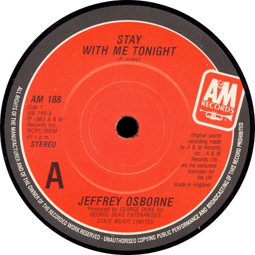 Jeffrey Osborne : Stay With Me Tonight (7", Single)
