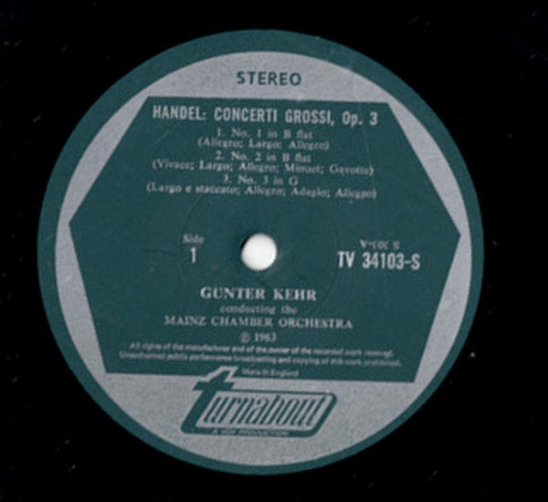 Georg Friedrich Händel, Mainzer Kammerorchester, Günter Kehr : Concerti Grossi Op.3 (LP, Album)