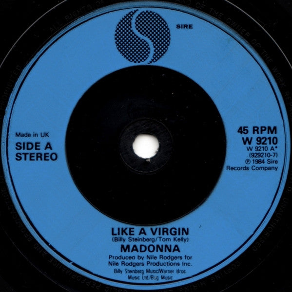 Madonna : Like A Virgin / Stay (7", Single, Blu)