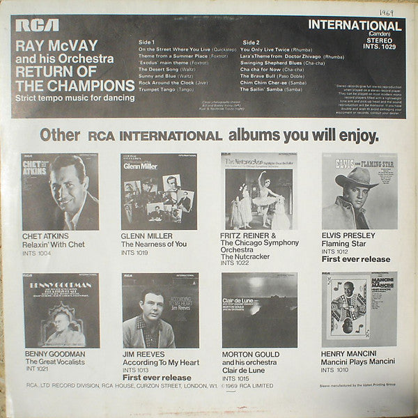 Ray McVay & His Orchestra : Return Of The Champions (LP, Album, RE)
