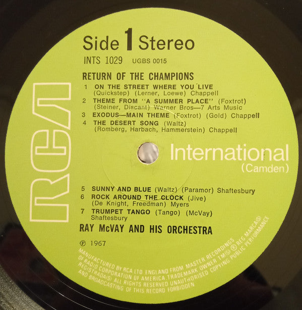 Ray McVay & His Orchestra : Return Of The Champions (LP, Album, RE)