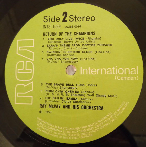 Ray McVay & His Orchestra : Return Of The Champions (LP, Album, RE)