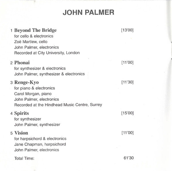 John Palmer (2) : Beyond The Bridge / Phonai / Renge-Kyo / Spirits / Vision (CD, Album)