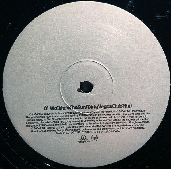 Dirty Vegas : Walk Into The Sun (Dirty Vegas Mixes) (12", Promo)