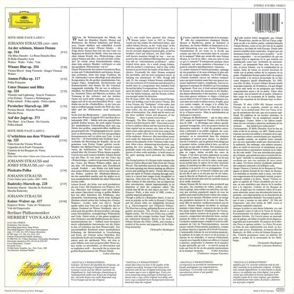Johann Strauss Jr. & Josef Strauß & Johann Strauss Sr. - Berliner Philharmoniker / Herbert von Karajan : Johann Strauss • Josef Strauss (LP, Comp)