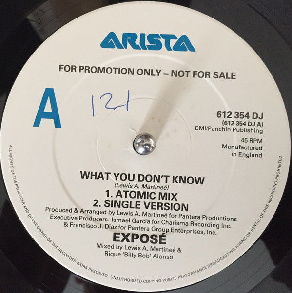 Exposé : What You Don't Know (12", Promo)