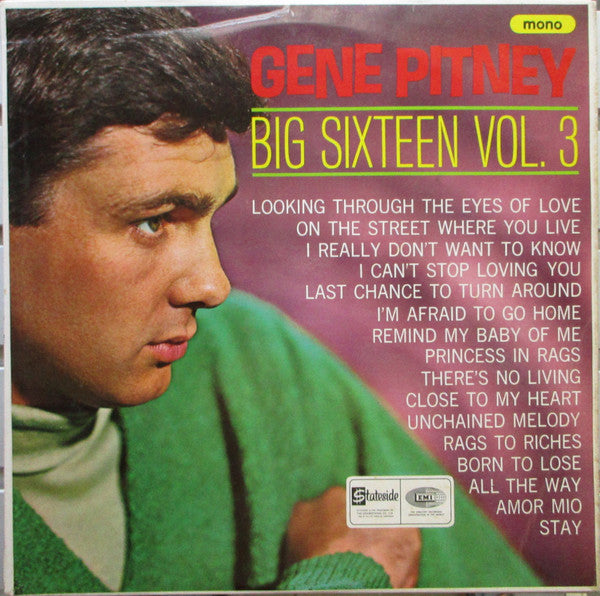 Gene Pitney : Big Sixteen Vol. 3 (LP, Comp, Mono)