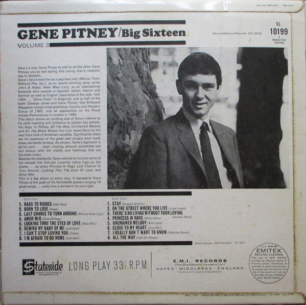 Gene Pitney : Big Sixteen Vol. 3 (LP, Comp, Mono)