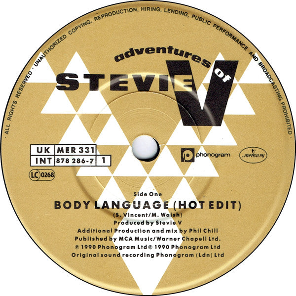Adventures Of Stevie V. : Body Language (7", Single, Pap)