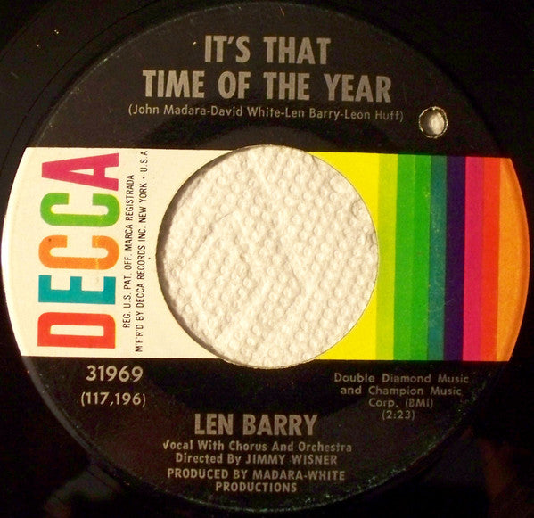 Len Barry : It's That Time Of The Year (7", Single, Glo)