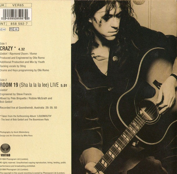 Bob Geldof : Crazy (7", Single)