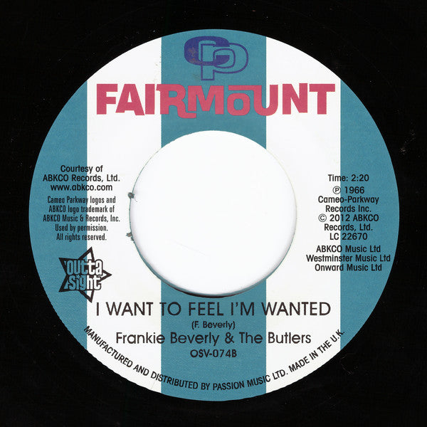 Frankie Beverly And The Butlers : Because Of My Heart / I Want To Feel I'm Wanted (7", RE)