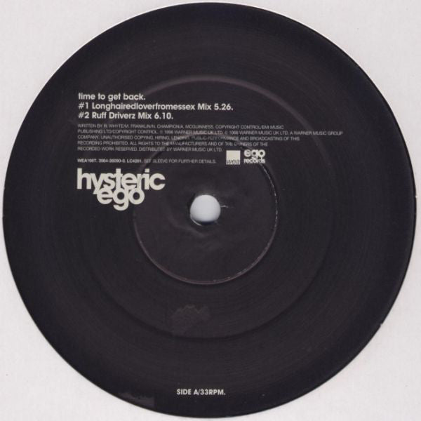 Hysteric Ego : Time To Get Back (12")