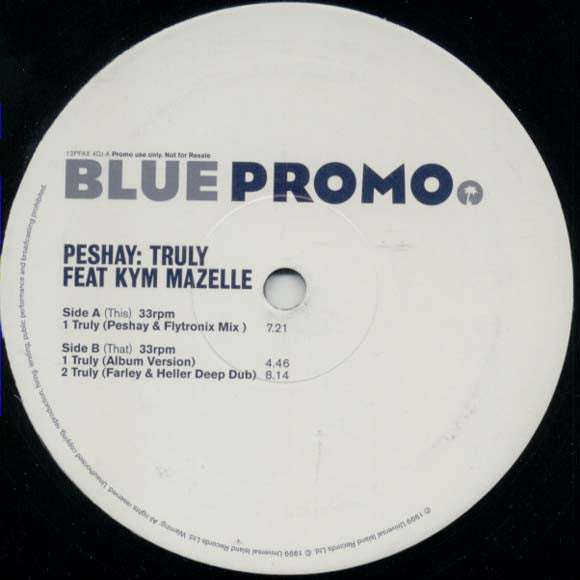 Peshay feat. Kym Mazelle : Truly (12", Promo)