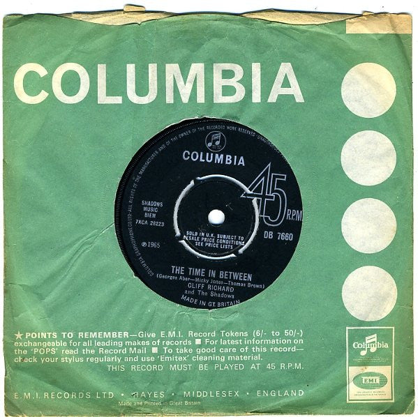 Cliff Richard & The Shadows : The Time In Between (7", Single)