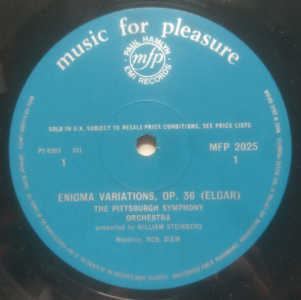 Sir Edward Elgar / Ralph Vaughan Williams - William Steinberg Conducting Pittsburgh Symphony Orchestra : Enigma Variations / Fantasia On A Theme By Thomas Tallis (LP, Blu)