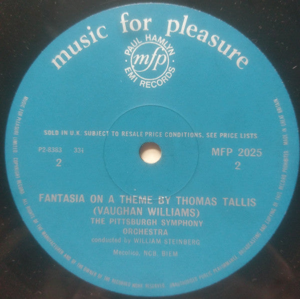 Sir Edward Elgar / Ralph Vaughan Williams - William Steinberg Conducting Pittsburgh Symphony Orchestra : Enigma Variations / Fantasia On A Theme By Thomas Tallis (LP, Blu)