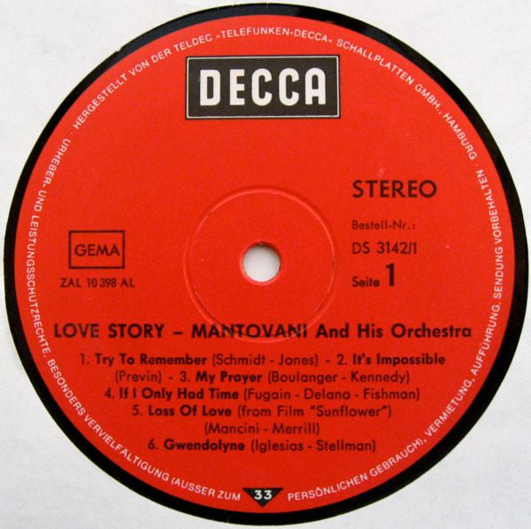 Mantovani And His Orchestra : Love Story (2xLP, Album, Gat)