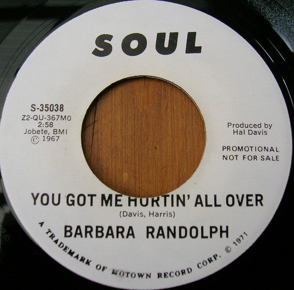 Barbara Randolph : I Got A Feeling / You Got Me Hurtin' All Over (7", Single, Promo, RE)