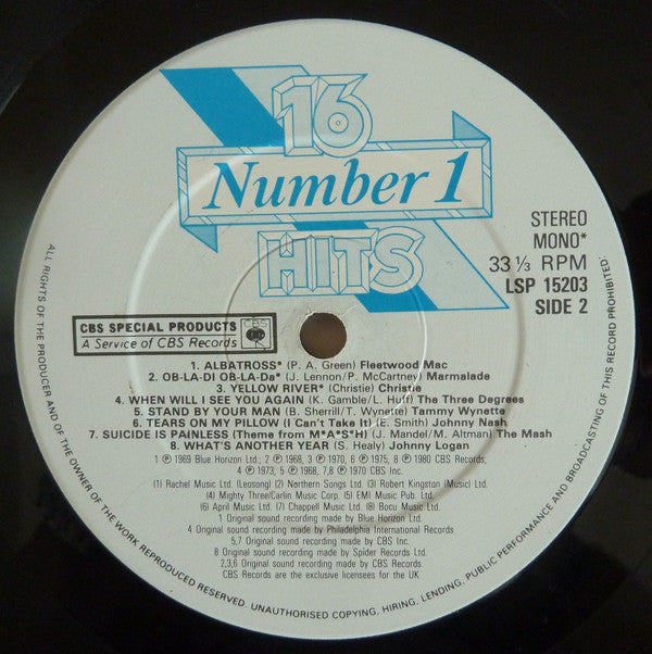 Various : 16 Number 1 Hits (LP, Comp, Mono)
