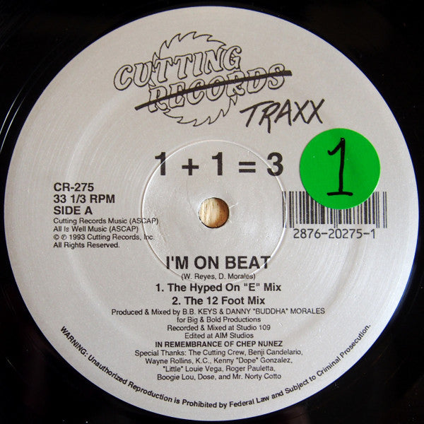 1+1=3 : I'm On Beat (12")