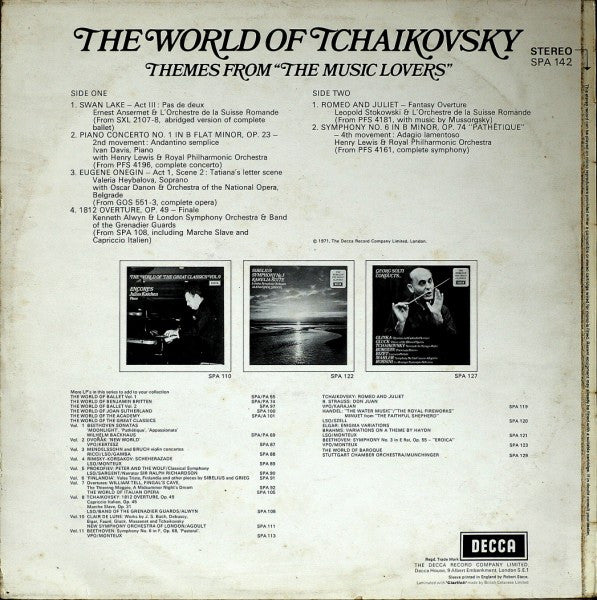 Pyotr Ilyich Tchaikovsky : The World Of Tchaikovsky - Themes From "The Music Lovers" (LP, Comp)